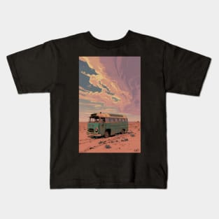 A broken down bus in the desert Kids T-Shirt
